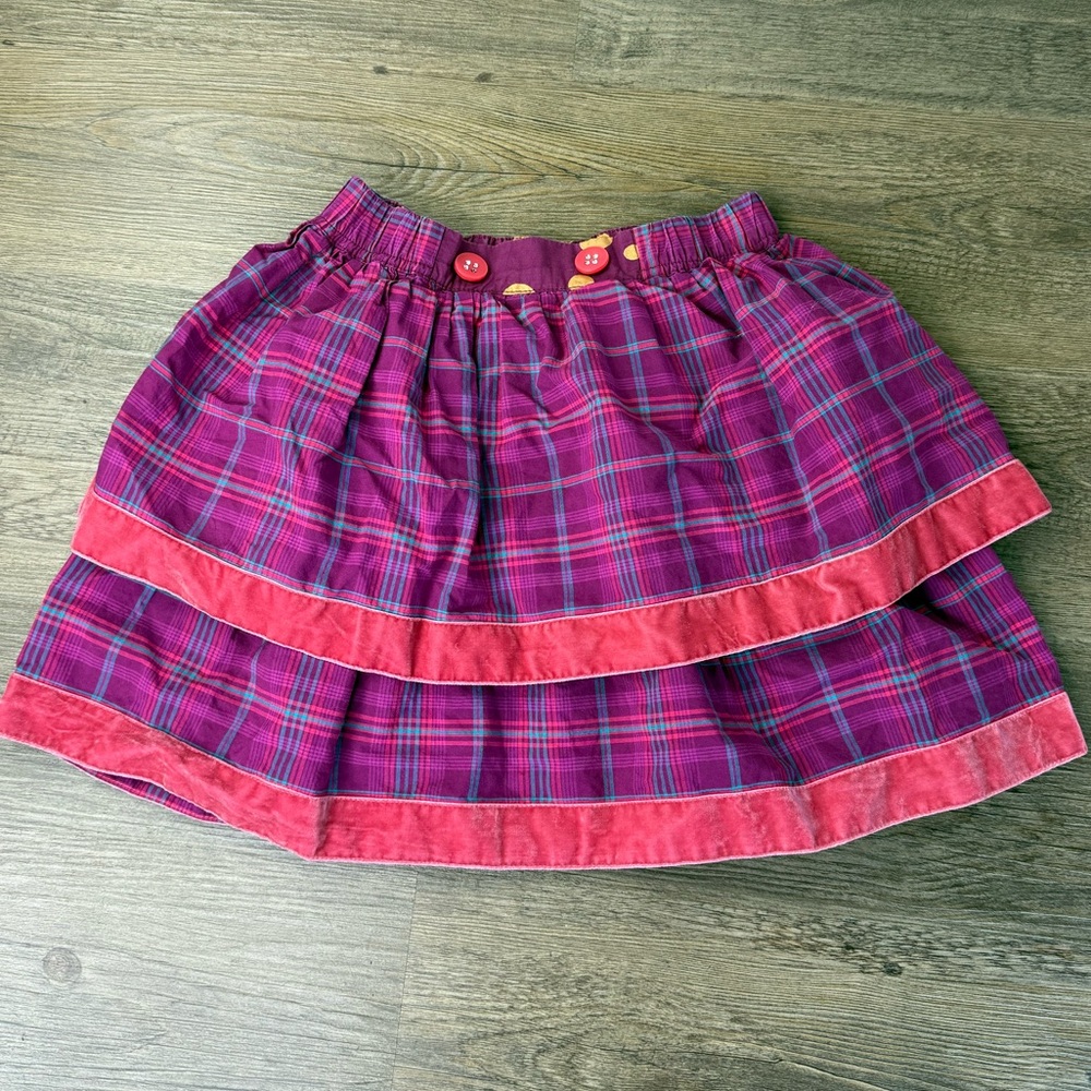 Matilda Jane Girls Plaid Tiered Misha Skirt in Pink and Purple, size 6